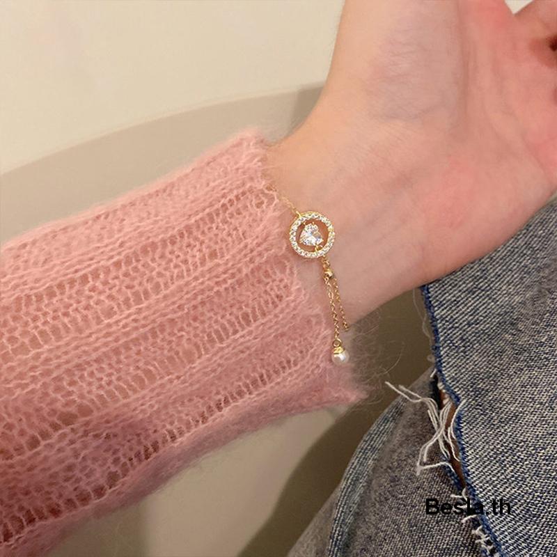 Vòng Đeo Tay Hình Trái Tim Ghép Nối Nhẫn Có Thể Điều Chỉnh Thời Trang Mùa