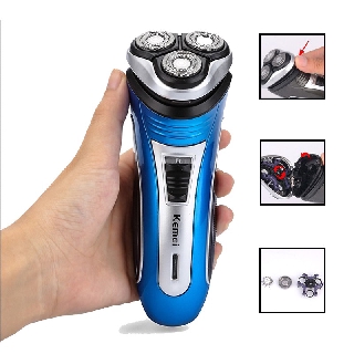 [Freeship] Máy cạo râu khô KEMEI 2801 - 3 lưỡi dao thông minh, Cạo râu, tỉa mai, cắt tóc | BH 12 tháng
