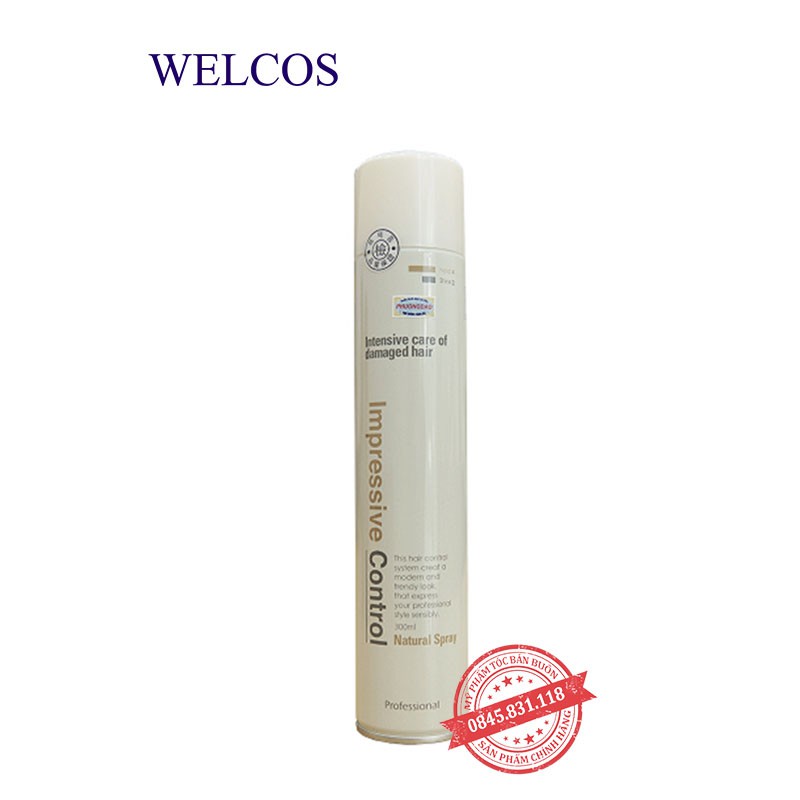 Gôm xịt tóc mềm Welcos Natural Spray tăng độ phồng, giữ sóng xoăn, bảo vệ màu cho tóc nhuộm MN33