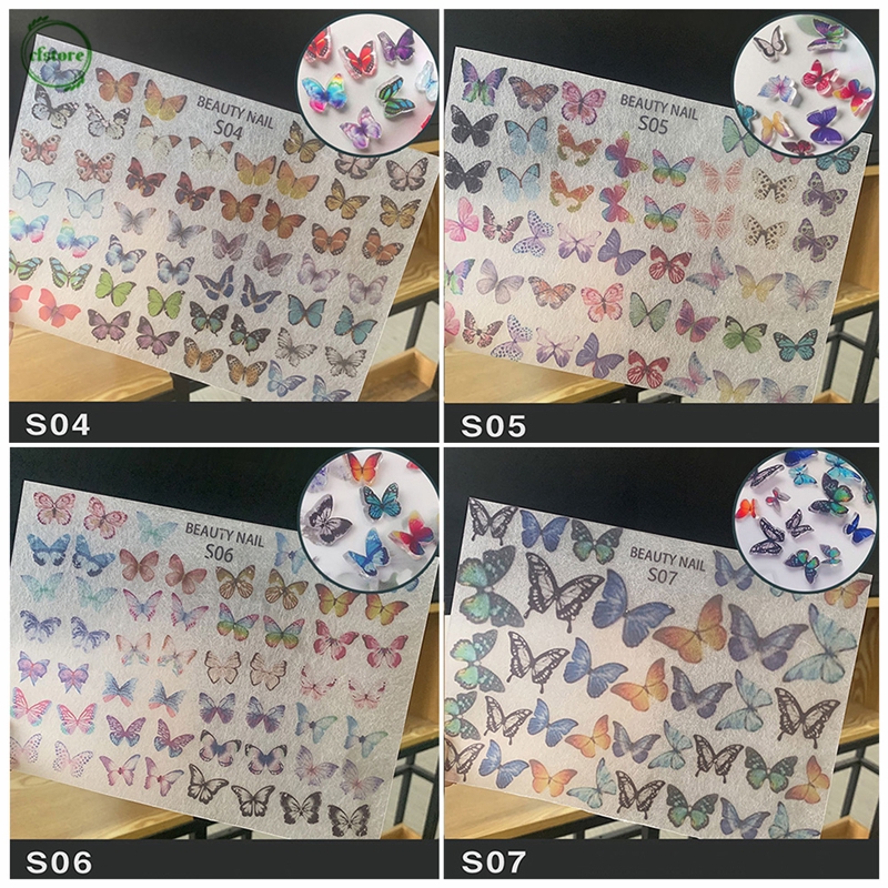 Sticker Dán Móng Họa Tiết Bướm 3d