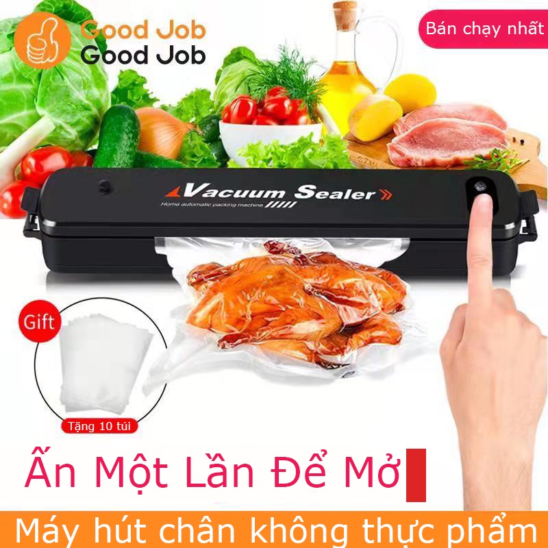 Máy Hút Chân Không Đóng Gói Thực Phẩm Vacuum Sealer Model S 240V Bảo Quản Thực Phẩm- Tặng 10 Túi Hút Chân Không