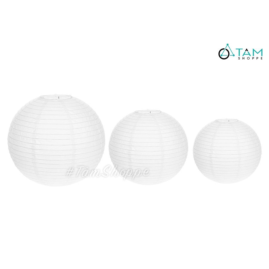 Đèn lồng vải màu trắng trơn nhiều cỡ LDV-01 TAN