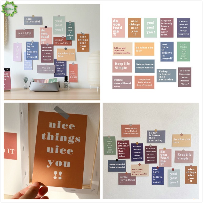 Set 15 tấm thẻ dán tường in chữ tiếng anh nghệ thuật trang trí phòng ngủ