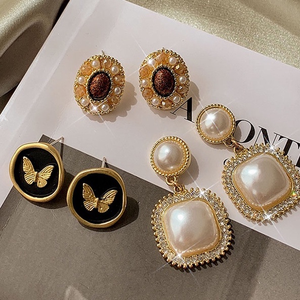 Khuyên Tai Đính Đá Ngọc Trai Nhân Tạo Phong Cách Hàn Quốc Thời Trang 2023