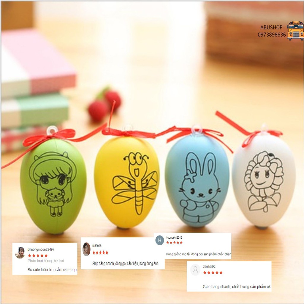 Đồ chơi vẽ tranh trên trứng làm đồ trang trí, quà lưu niệm - Tặng kèm bút dạ màu và hình vẽ sẵn trên trứng A47