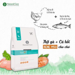 Thức Ăn Hạt Nature Core Cho Chó Bene 2 M50 Vị Thịt Gà &amp; Cá Hồi {Bịch 2kg}