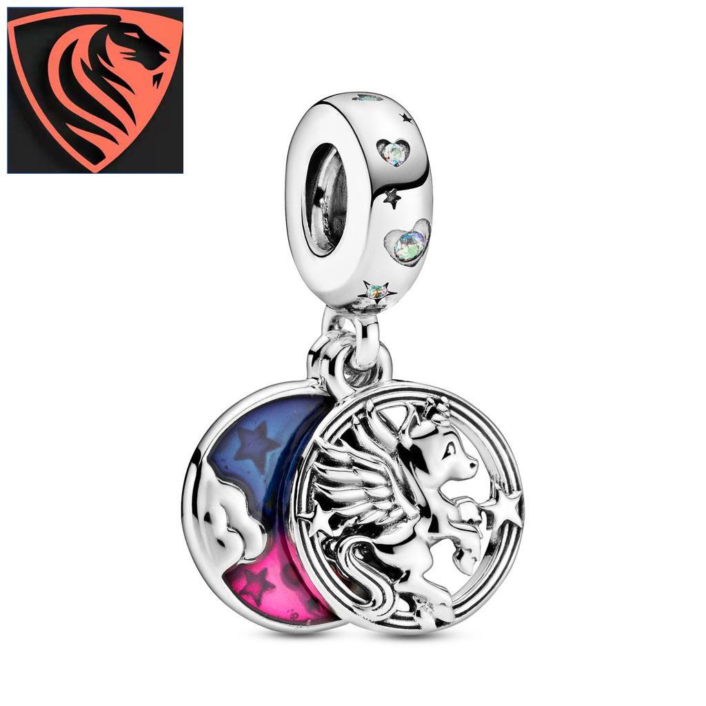 PANDORA Mặt Dây Chuyền Mạ Bạc 925 Hình Trái Tim Chia Đôi Khắc Chữ Độc Đáo DIY