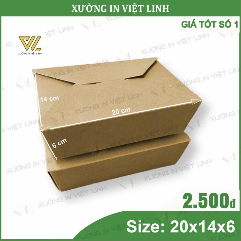 【THANH LÝ】Hàng Chống Nước - 100 Hộp Giấy Đựng Thức Ăn Loại 1600ml (20x14x6cm) Đựng Cơm, Đựng Thức Ăn Nhanh