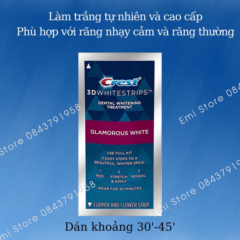 Miếng dán trắng răng Crest 3D White -  Chính Hãng Mỹ - Răng trắng sáng, an toàn cho men răng