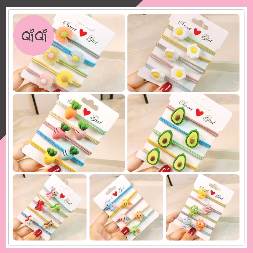 Set 10 Dây Cột Tóc Hình Mix Các Hình Ngộ Nghĩnh - Làm Quà Tặng Khách QiQiShop