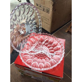 Thố mứt thủy tinh pha lê 3 ngăn, size 23cm - Hàng khuyến mãi của Nutifood