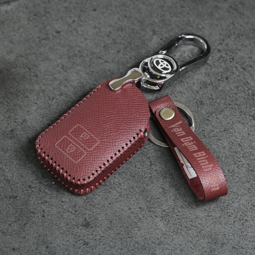 Bao da móc khoá bọc ốp chìa khóa xe ô tô Toyota Yaris, da bò, nhiều màu, khâu thủ công To25