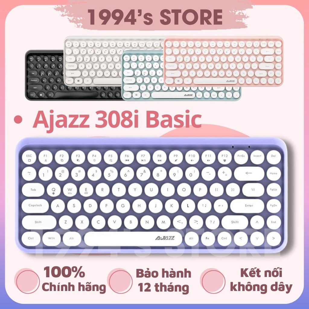 [SẴN] Bàn Phím Giả Cơ Không Dây Ajazz 308i Bluetooth - Dùng được cho Máy tính bàn PC, Laptop, Điện thoại, Máy tính bảng