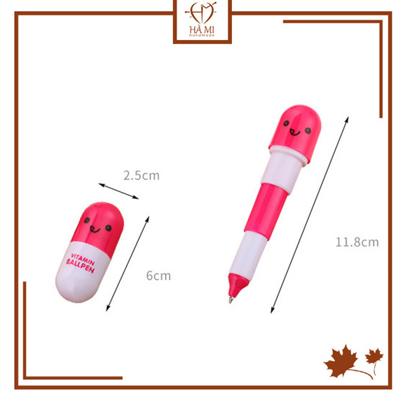 Bút bi xanh cute nhiều màu hình viên thuốc vitamin dùng để viết tập sổ giấy bookmark và văn phòng phẩm Hà Mi Handmade