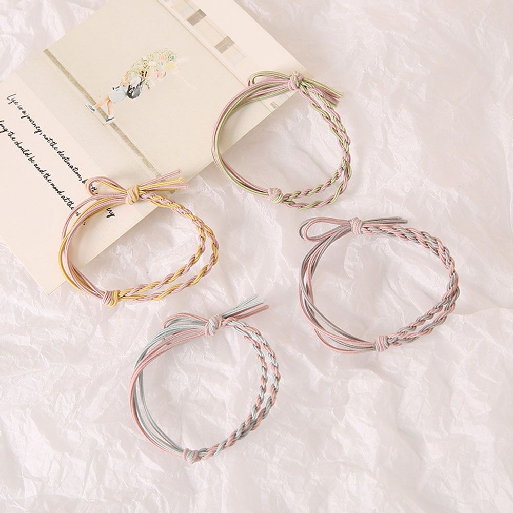 Dây buộc tóc 4 trong 1 dệt tay độ co giãn cao đơn giản trẻ trung cho nữ