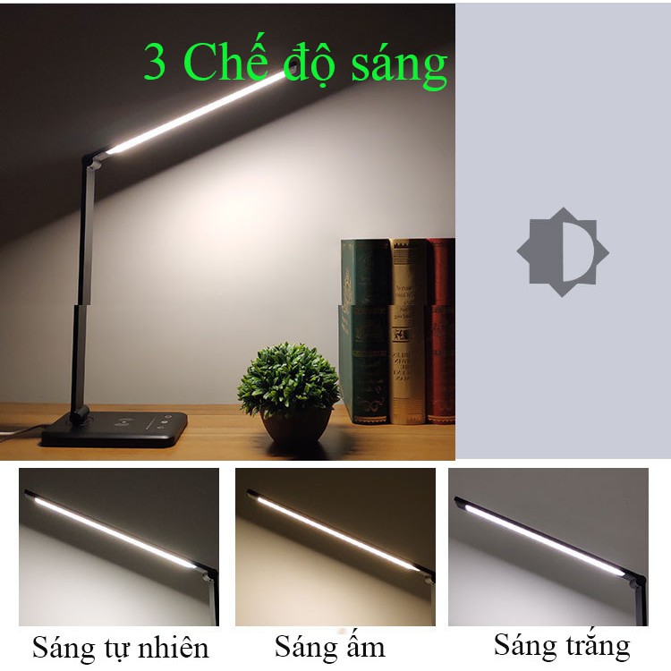 Đèn Bàn Học Đọc Sách, Làm Việc (Học Sinh, Sinh Viên, Văn Phòng) LED Chống Cận, Cảm Ứng Nhôm Cao Cấp eLights TD-621