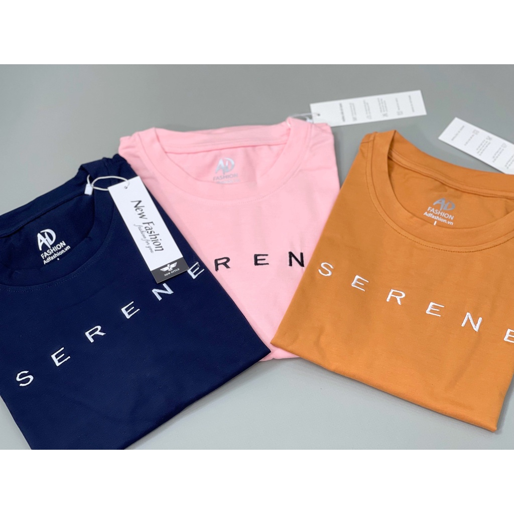Áo thun nữ cổ tròn thêu chữ đẹp, áo thun tay ngắn nhiều màu thời trang