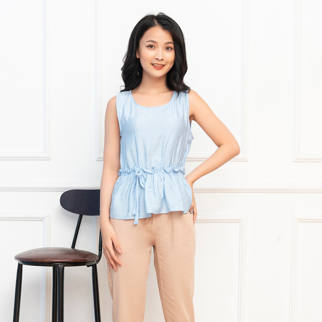 Áo đũi lụa sát nách Vicci cao cấp màu Xanh