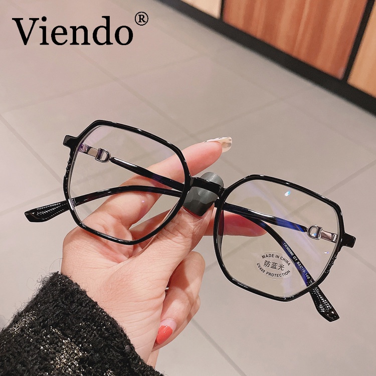 Kính cận VIENDO gọng đa giác đổi màu chống ánh sáng xanh màu sắc thời trang có cắt độ cận theo yêu cầu