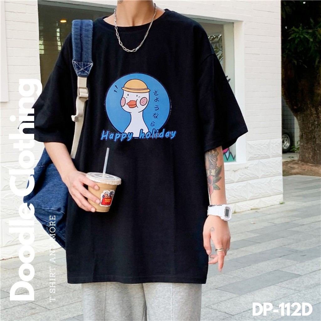 Áo Thun Nam Nữ Tay Lỡ Unisex Oversize Áo phông Form Rộng Basic Tee Hình VỊT HAPPY HOLIDAY