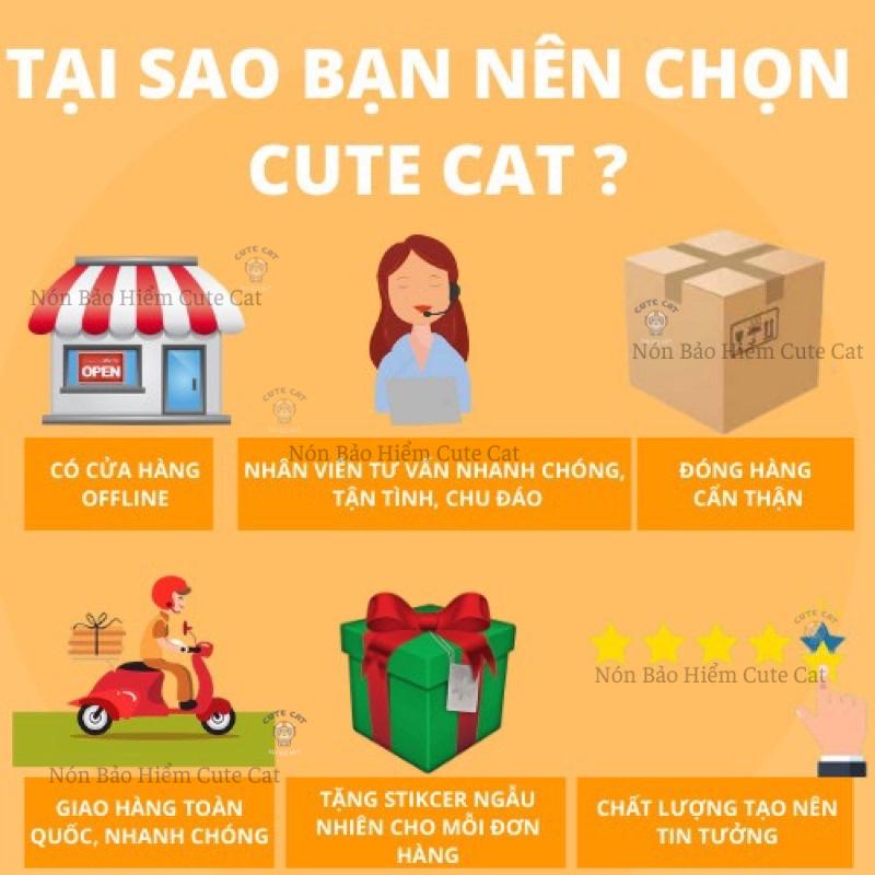 Nón Bảo Hiểm Cute Kèm Sừng Có Nhiều Màu Sắc Lựa Chọn Siêu Dễ Thương Chất Liệu Nhựa ABS Gọn Nhẹ CUTE CAT