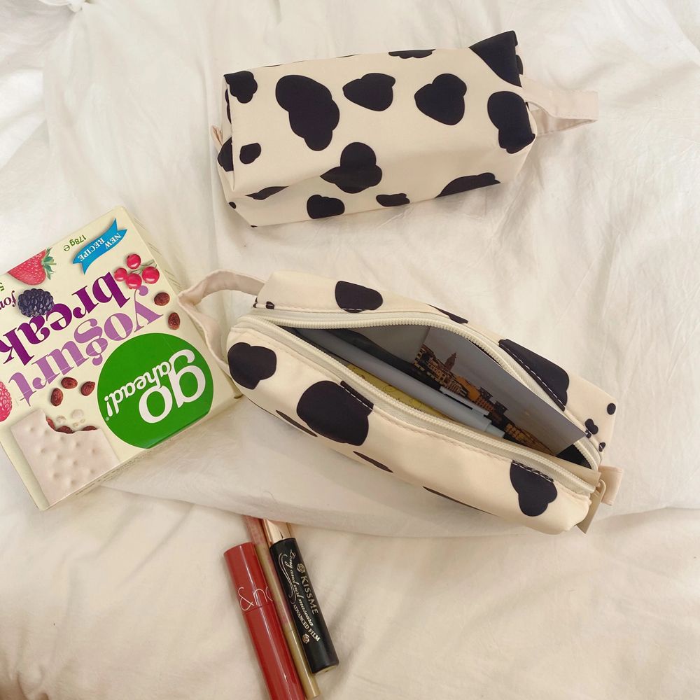 Túi Đựng Bút In Họa Tiết Bò Sữa Sức Chứa Lớn Tiện Dụng Cho Học Sinh / Nhân Viên Văn Phòng