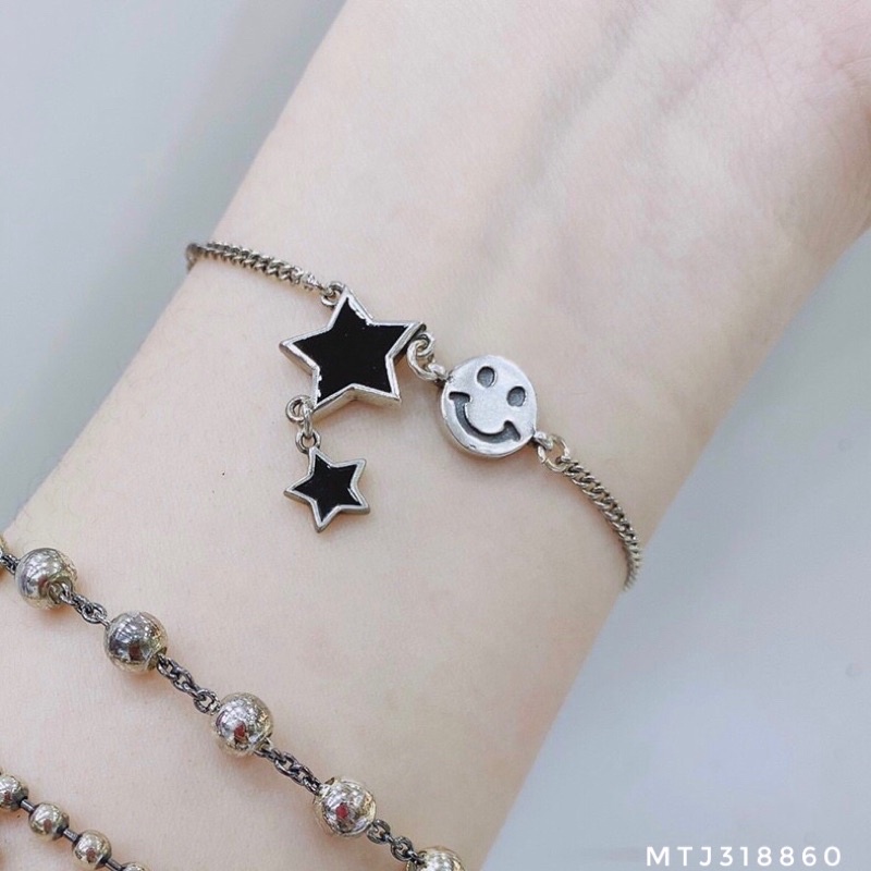 Lắc tay bạc thái 925 mặt cười ngôi sao may mắn,Vòng tay bạc Smile ngôi sao bạc 925-Minh Tâm Jewelry