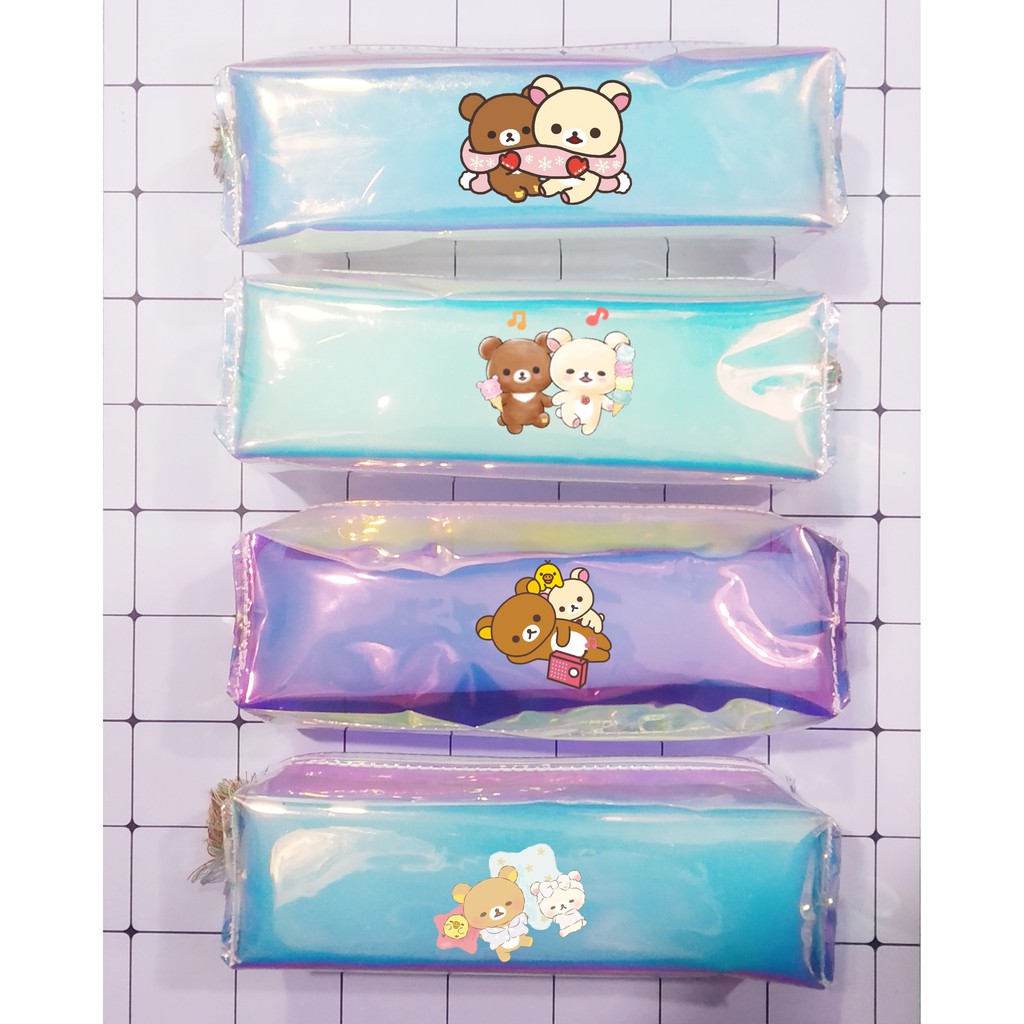 Hộp bút rilakkuma HBHI11 hộp bút hologram hộp bút trong hoạt hình dễ thương