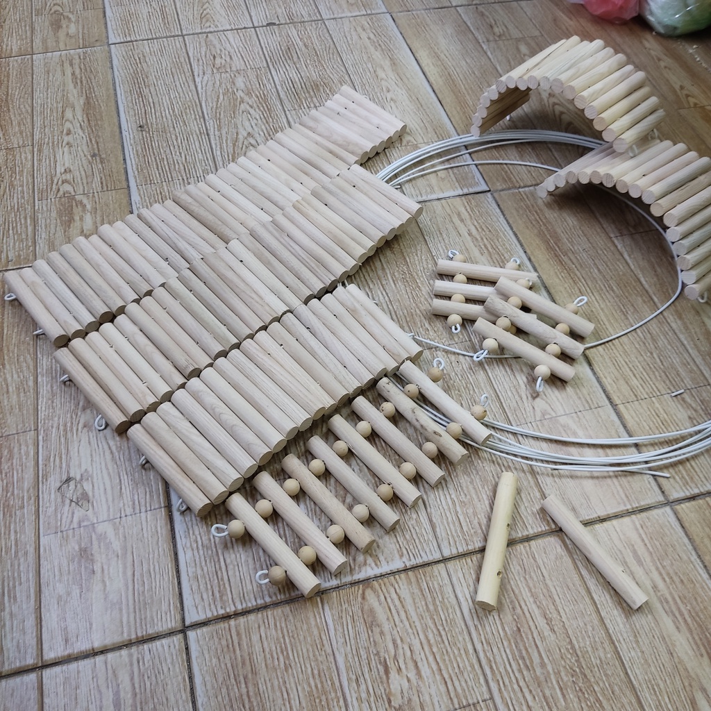 Thang gỗ uốn 10x25cm, 40cm, 50cm leo trèo cho hamster, ốc mượn hồn, hang trú ẩn hình thang