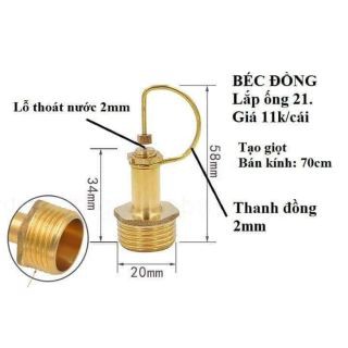 Béc phun sương bằng đồng 360 độ ren lắp ren ngoài 21mm tưới hoa lan, vườn rau, béc tưới cây