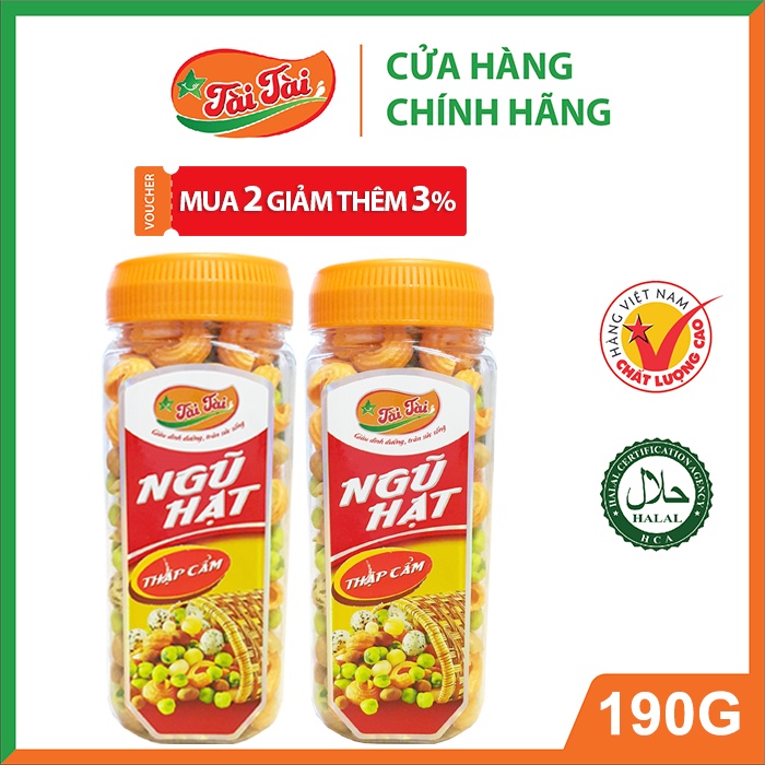 Đậu phộng ngũ hạt thập cẩm Tài Tài hũ 190g