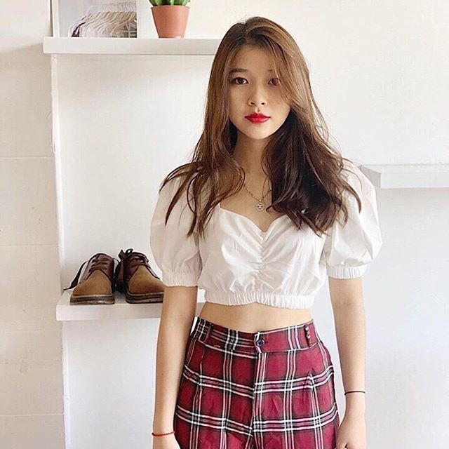 ÁO MILI CROPTOP TAY PHỒNG CỰC XINH KÈM HÌNH THỰC