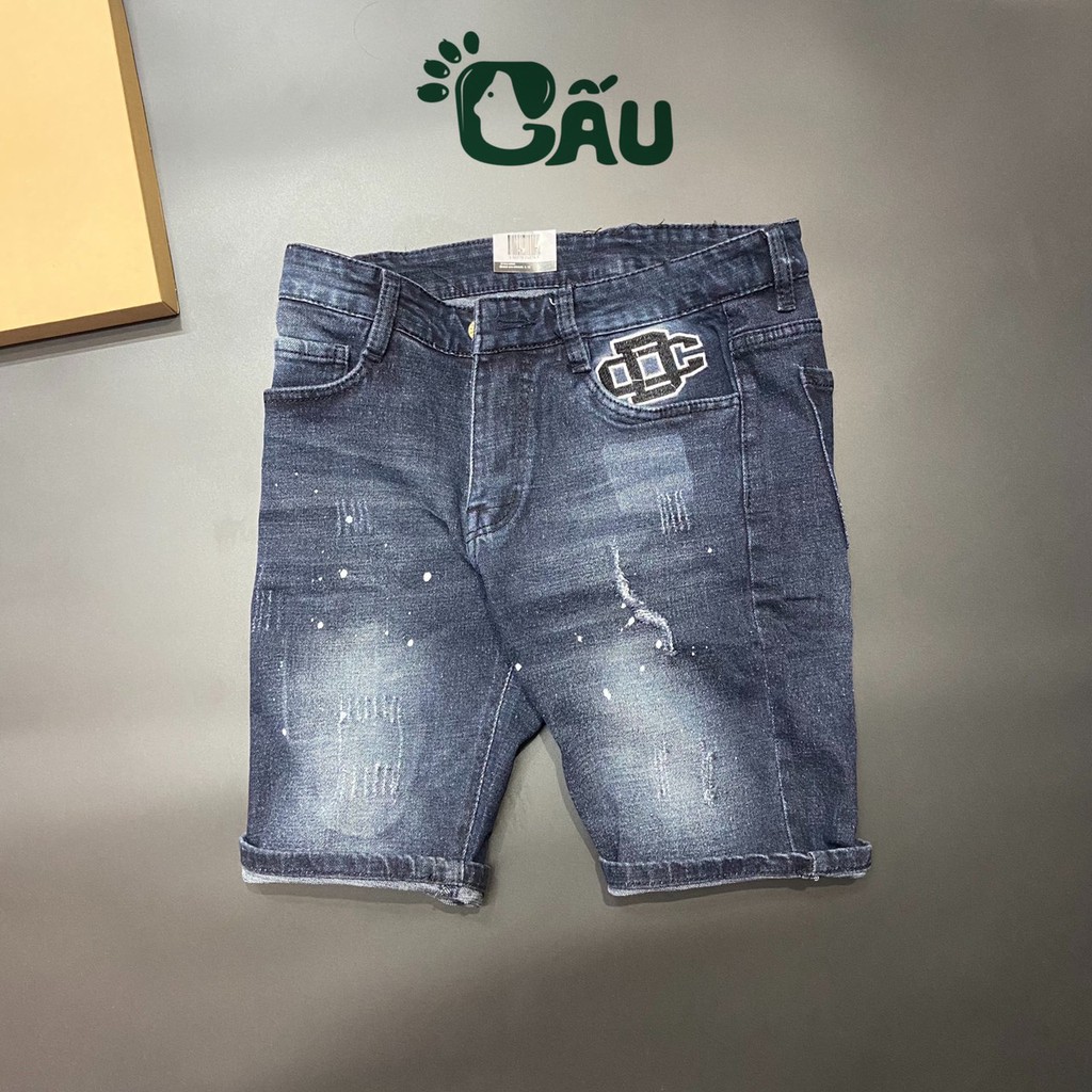 Quần short jean nam Gấu 194 vải jeans bò co dãn, mềm mịn form slimfit 206