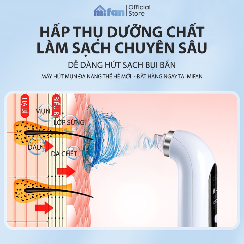 Máy Hút Mụn Đa Năng Thế Hệ Mới - Hút Mụn Đầu Đen, Mụn Cám, Rửa Mặt, Làm Sạch Lỗ Chân Lông, Phun Oxy Dưỡng Ẩm Sáng Mịn Da