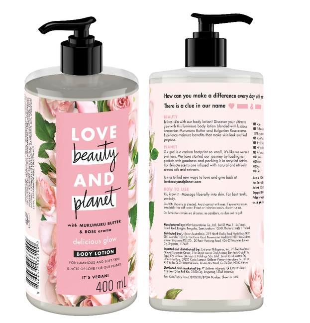 Combo Sữa Tắm + Sữa Dưỡng Thể Love Beauty And Planet Làm Sáng Da (400ml/Chai)