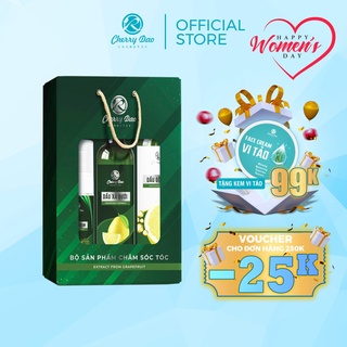 Dầu gội bưởi CRD Cherry Đào mọc tóc ngăn rụng tóc dưỡng mềm mượt Set 3 chai