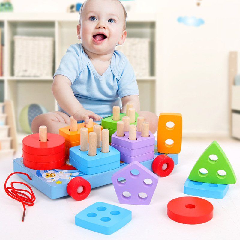 GIÁO CỤ MONTESSORI - ĐỒ CHƠI THẢ HÌNH 5 TRỤ