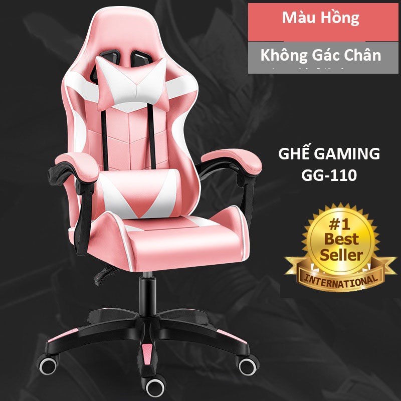 Ghế Gaming Cao Cấp - Ghế Xoay Chất Liệu Da PU,Chân Nhựa - Có Massage, Gác Chân - Tặng Gối Tựa Cổ - Đủ Màu - MẪU HOT2022