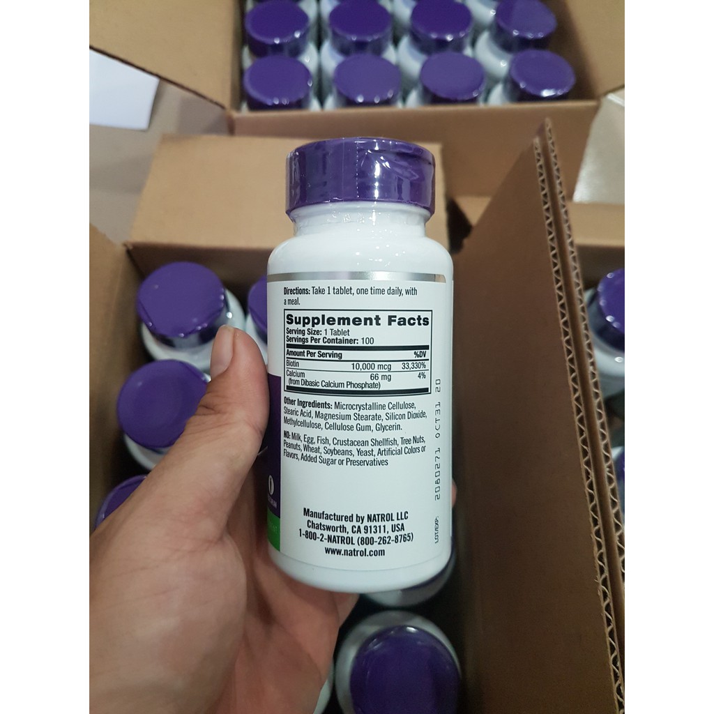Viên Uống Natrol Biotin 10000 Mcg hộp 100 Viên - Hàng Mỹ