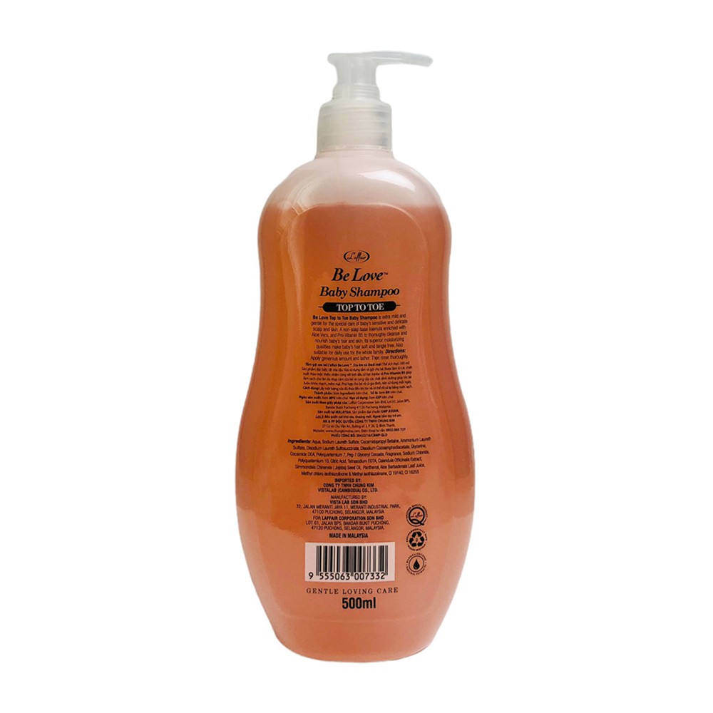 Sữa tắm gội toàn thân cho bé Be Love Soothing L'AFFAIR Malaysia 500ml - chai màu cam - Baby shampoo