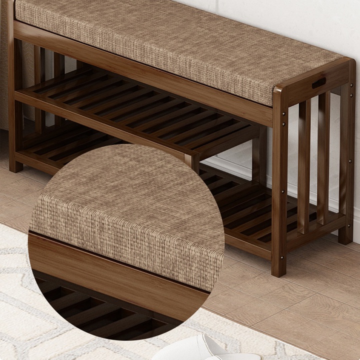 Kệ để giày dép kèm đôn ngồi nghỉ, móc treo đồ bằng gỗ tre chống ẩm, tiện lợi siêu bền thân thiện với môi trường 90x158cm
