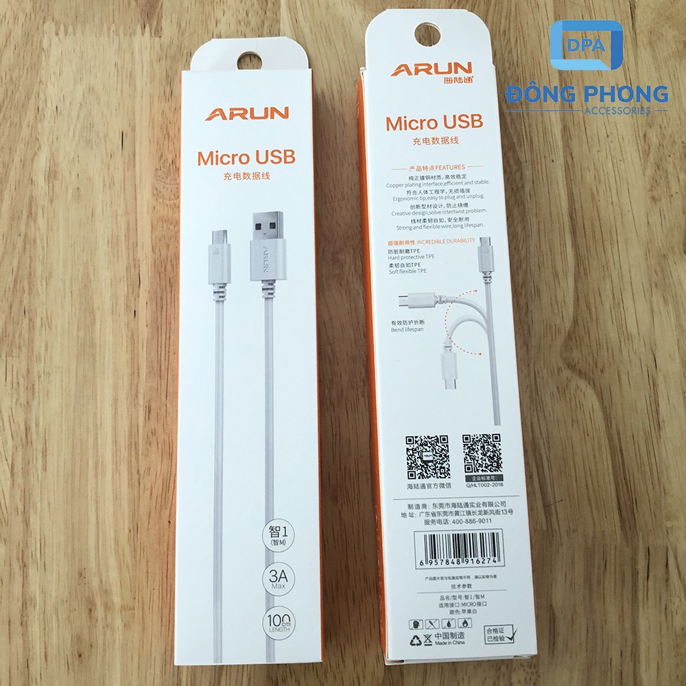 Cáp Sạc Nhanh Arun Cổng Micro USB Chính Hãng | BigBuy360 - bigbuy360.vn