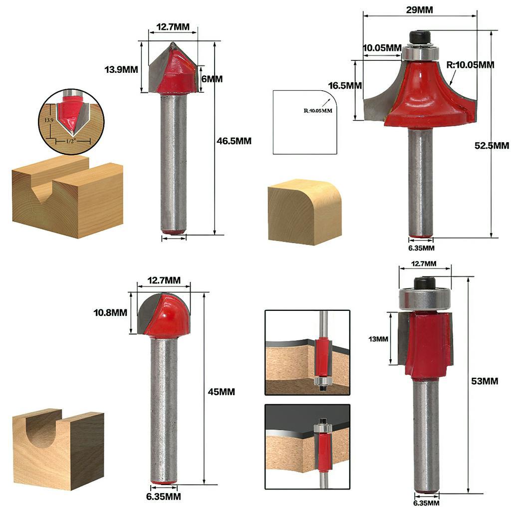 Mũi Phay Gỗ - Bộ Mũi Soi Gỗ 12 Chi Tiết