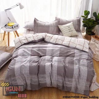 set KẺ NÂU TINHN TẾ  bộ Chăn Ga Gối 4 món Poly cotton HÀN QUỐC 100%