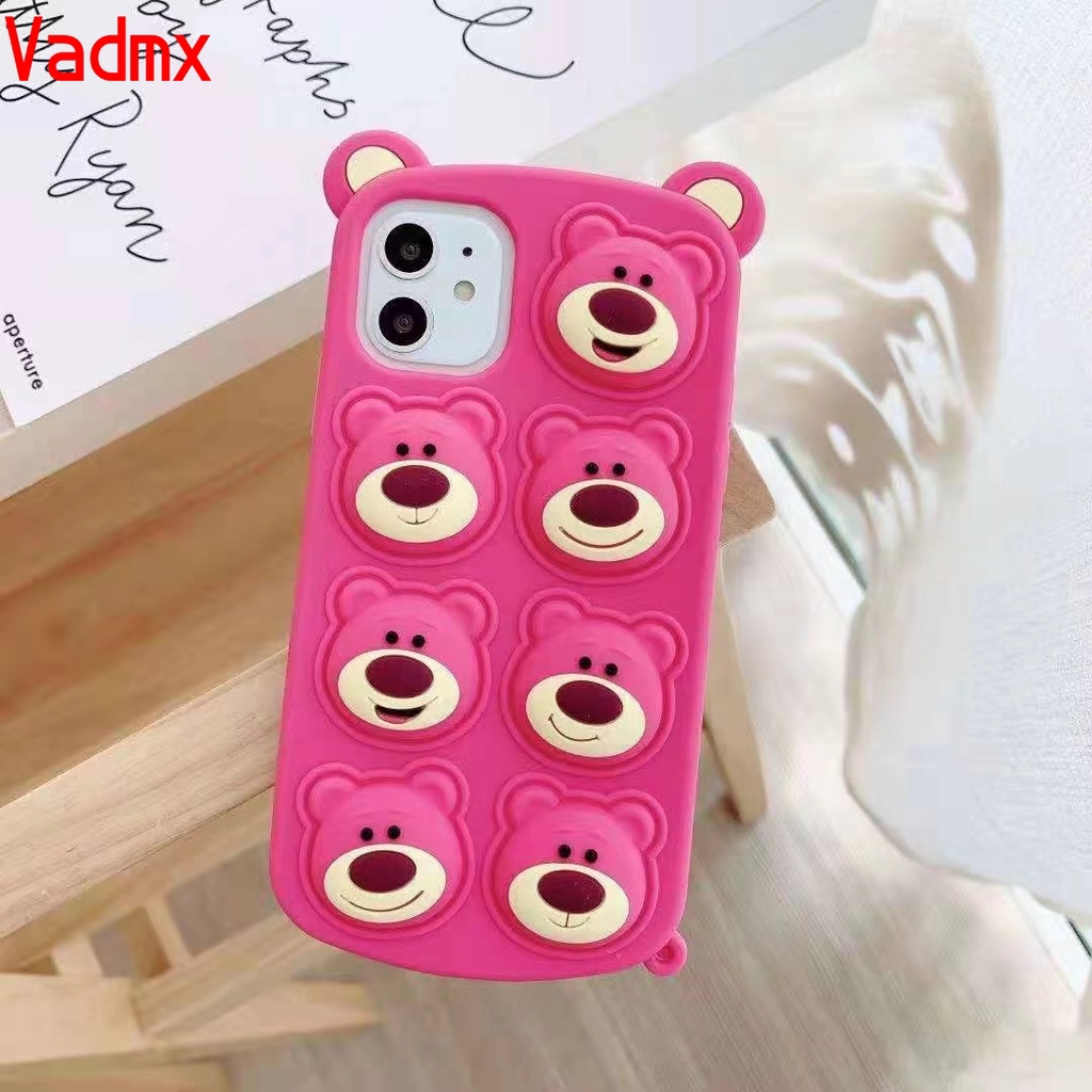 Dễ Thương Ốp Điện Thoại Silicon Gắn Gấu / Dâu Tây Giải Tỏa Căng Thẳng Cho oppo a5s a7 a12e a3s a3 f11 r17 r11s r15