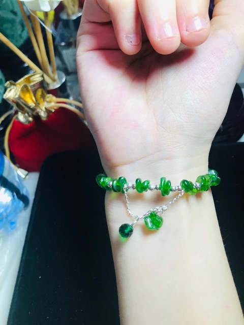 🎉Vòng tay Đá Diopside mix charm bạc 🌟