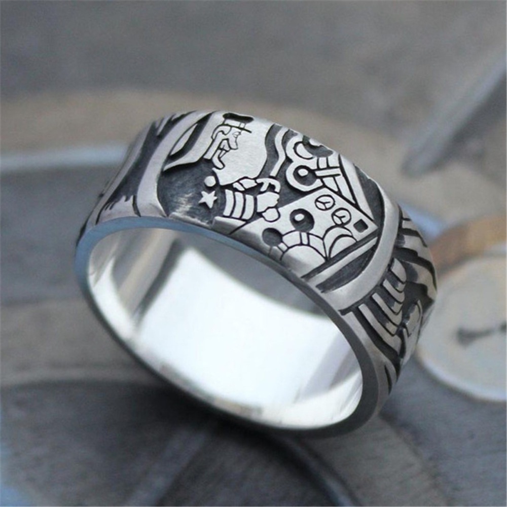 Nhẫn Họa Tiết Vẽ Tay Phong Cách Gothic Cổ Điển Thời Trang Cho Nam Và Nữ