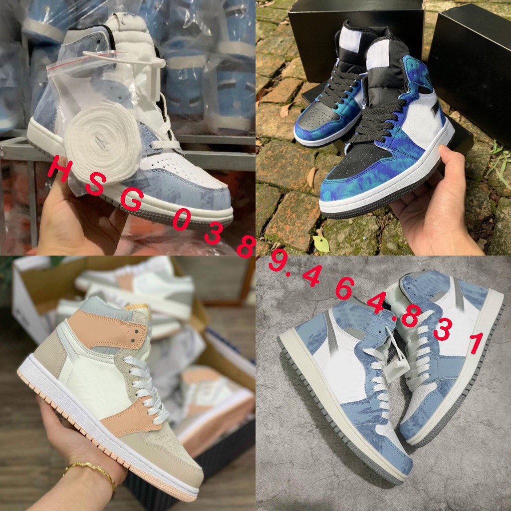 Giày thể thao J 1 cao cổ hyper royal, loang galaxy, milan , Giày J xanh mới cổ cao siêu hot 2021 nam nữ đủ size