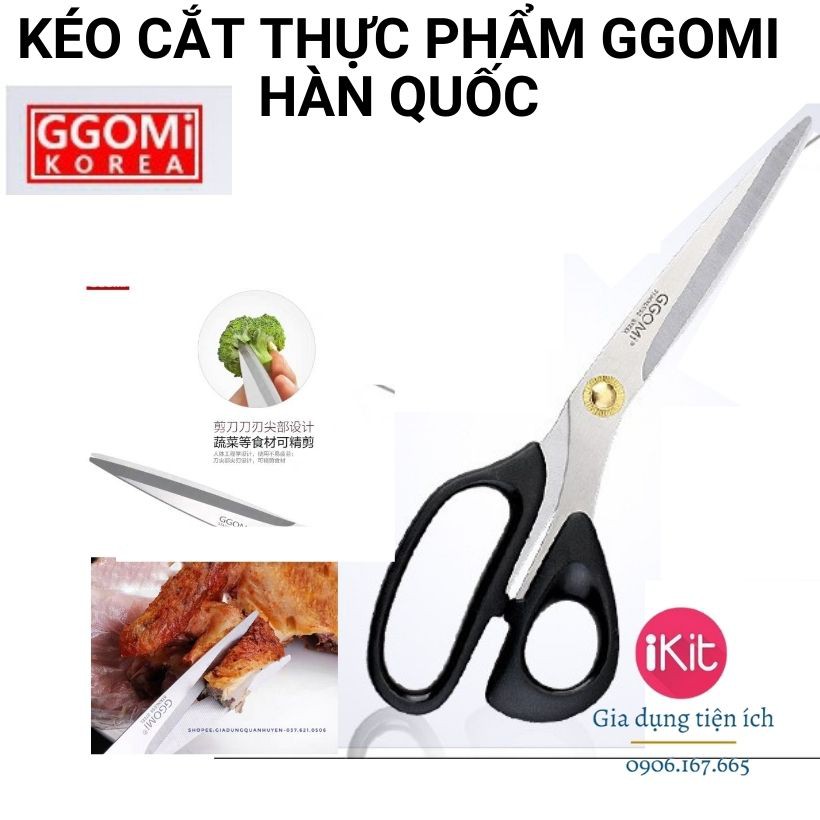 Kéo cắt thực phẩm, cắt gà GGomi Hàn Quốc, kéo cực sắc, không bị han gỉ.