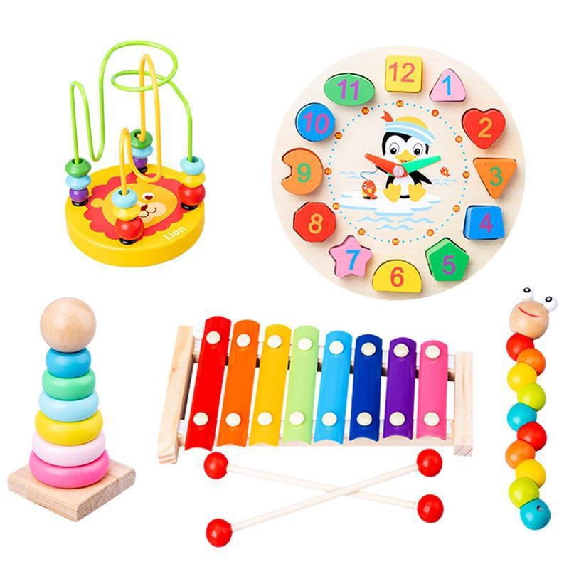 Đồ chơi gỗ thông minh phát triển trí tuệ cho bé, combo đồ chơi giáo dục montessori bằng gỗ tự nhiên an toàn